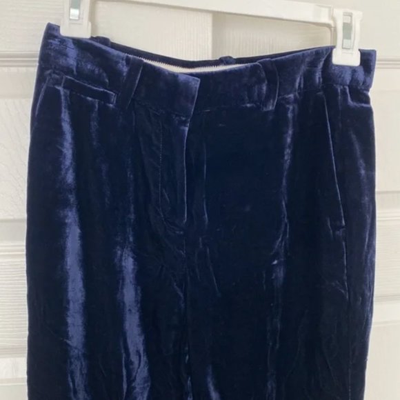 Navy velvet j crew trouser pants - Picture 3 of 4